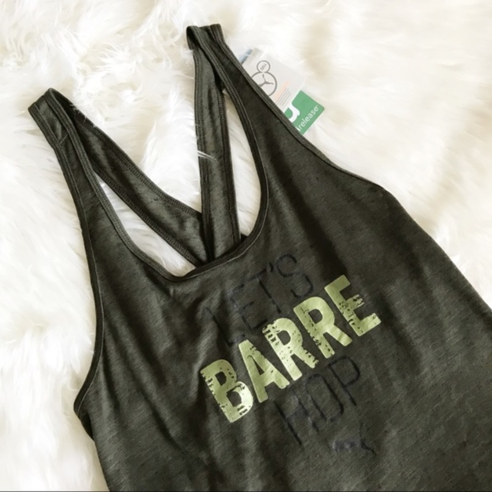 PUMA Let’s Barre Hop Tank Top XL NWT Olive Green